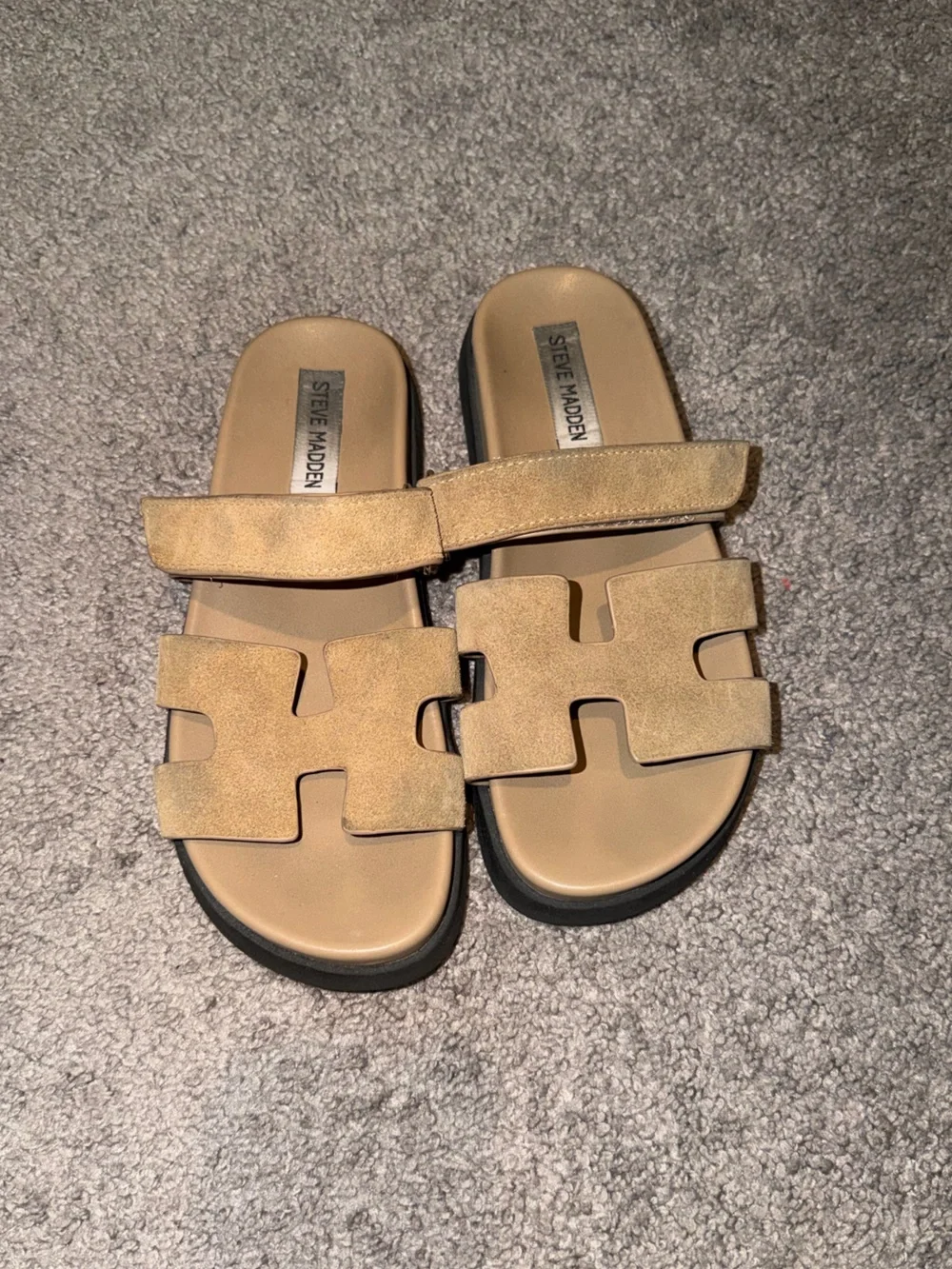 Steve Madden Kids Suede Tan Slide Sandals